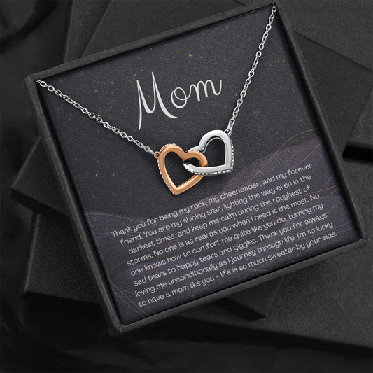 To My Mom - You Are My Shining Star - Interlocking Heart Necklace