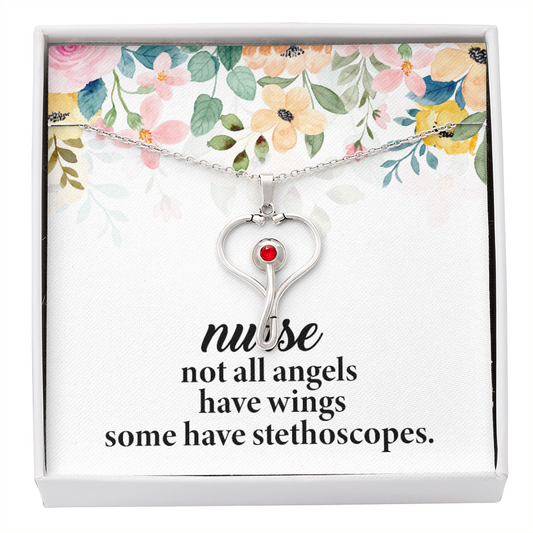 To Nurse - Not All Angels Have Wings Stethoscope Necklace