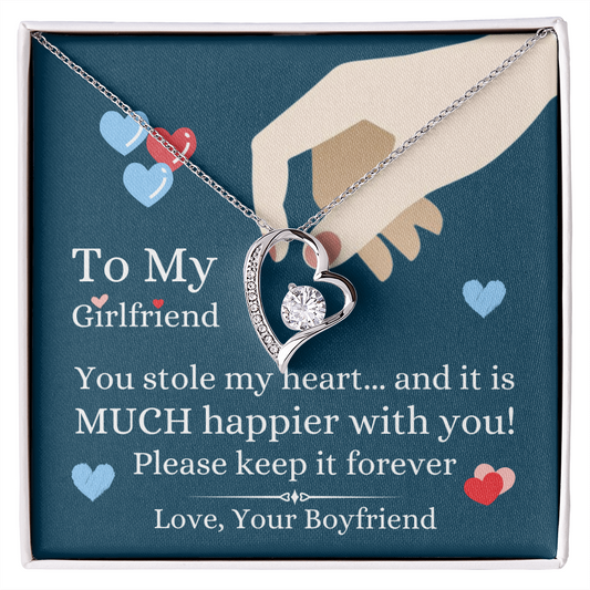 To Girlfriend - You Stole My Heart White Gold Forever Love Necklace