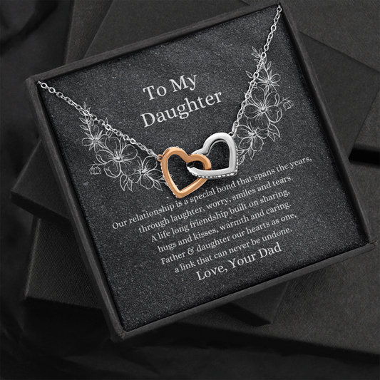 Father To Daughter - Heart As One Interlocking Heart Necklace